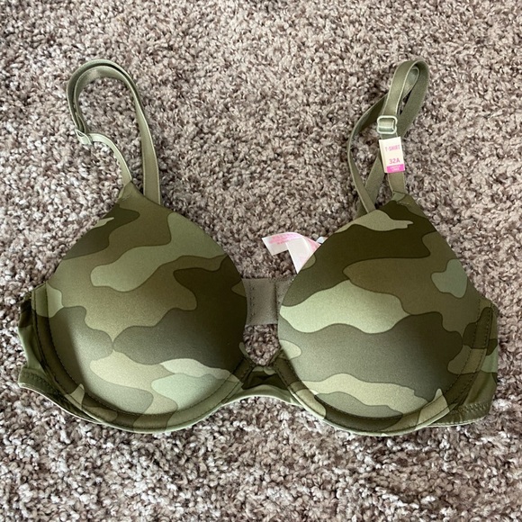 PINK Victoria's Secret Other - Victoria’s Secret PINK green camouflage padded t-shirt bra size 32A NEW